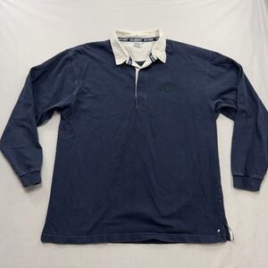 Gilbert Rugby Shirt Long Sleeve Embroidered Crest Navy Blue Mens XXL